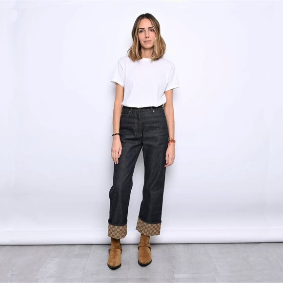 GUCCI Denim Pants with GG Supreme Canvas Cuff 24 - Picture 2 of 16